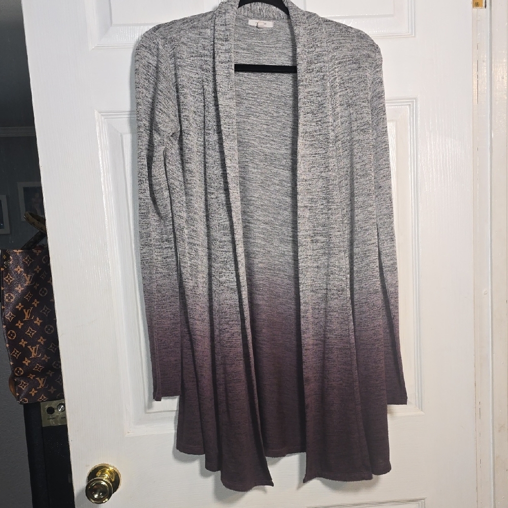 Maurices S Small Gray & Purple Ombre Long Sleeve Cardigan